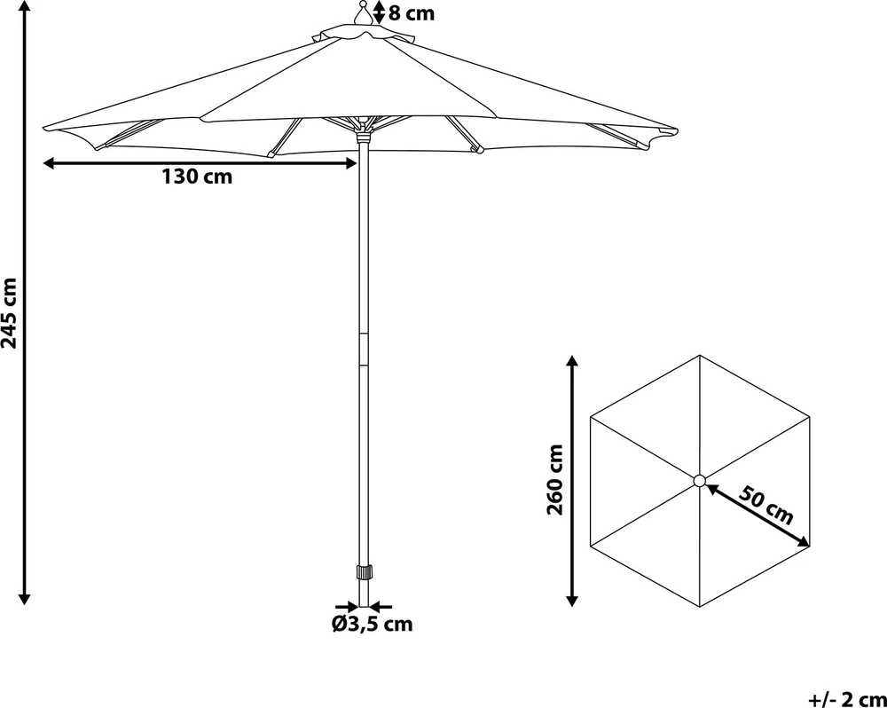 Beliani Sodo skėtis 260 cm FERENTILLO juodas/baltas
