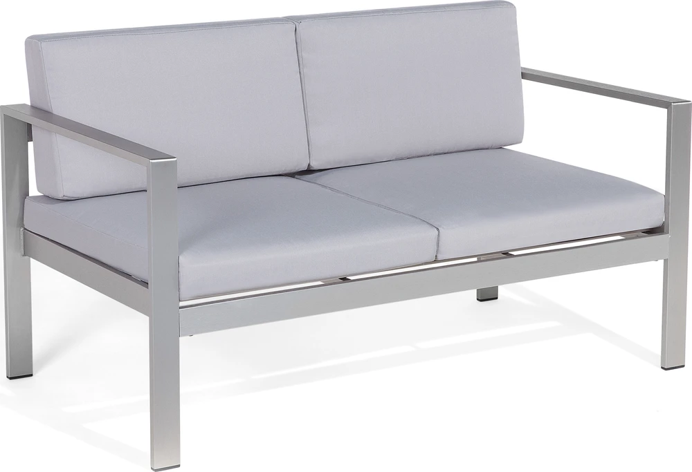 Beliani Sodo suoliukas su pagalve SALERNO 142 cm metalinis šviesiai pilkas