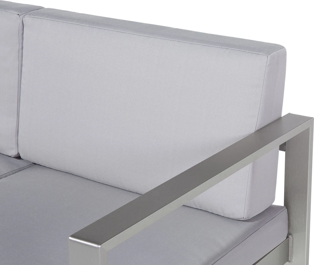 Beliani Sodo suoliukas su pagalve SALERNO 142 cm metalinis šviesiai pilkas