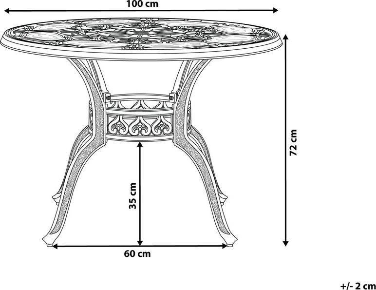 Beliani Sodo stalas SAPRI 100 cm tamsiai rudas metalinis