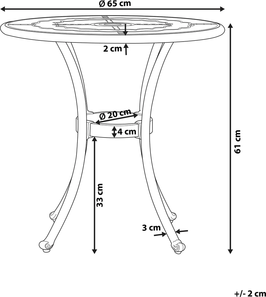 Beliani Bistro staliukas BOVINO 65 cm metalinis tamsiai rudas