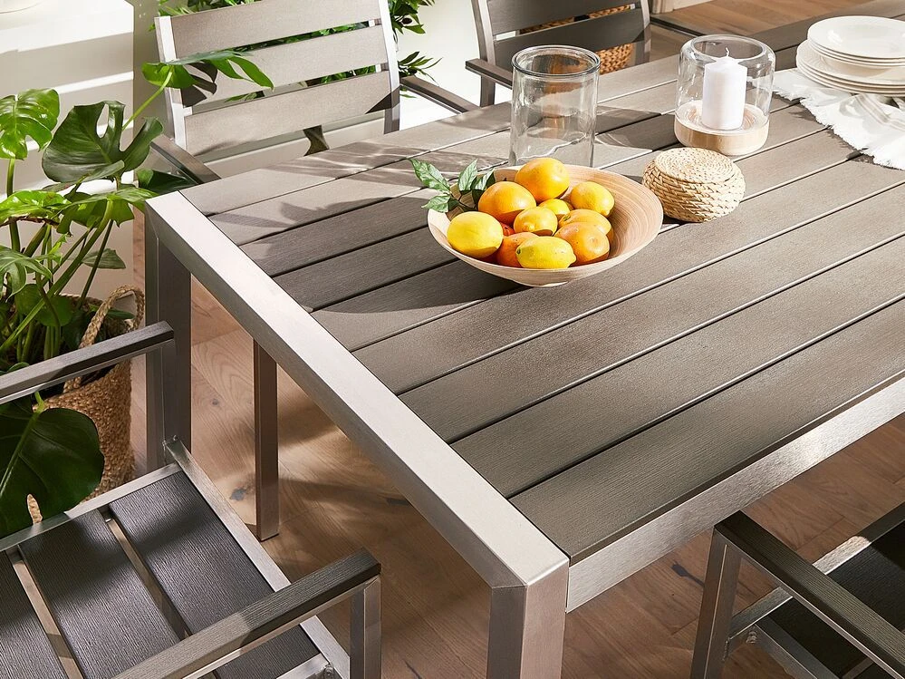 Beliani Sodo stalas VERNIO 180 cm 90 cm metalinis pilkas