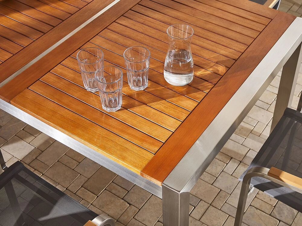 Beliani Sodo stalas GROSSETO 220 cm 100 cm Eukalipto mediena Ruda