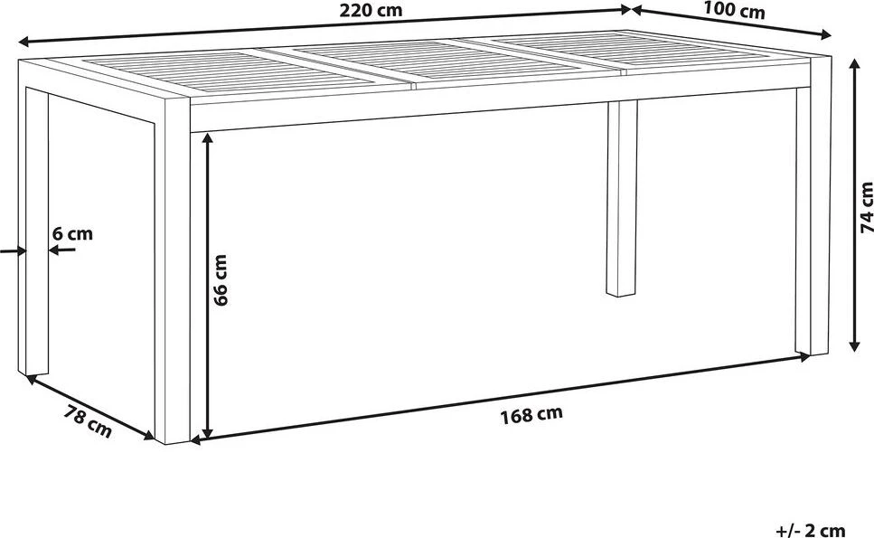 Beliani Sodo stalas GROSSETO 220 cm 100 cm Eukalipto mediena Ruda