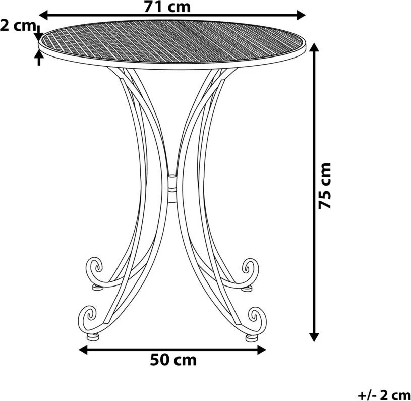 Beliani Bistro staliukas CILENTO 71 cm 71 cm metalinis pilkas