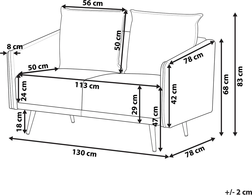 Beliani 2 vietų sofa MAURA veliūrinė pilka