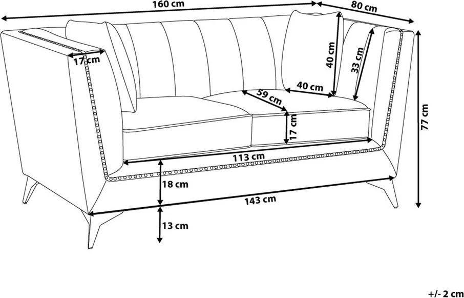 Beliani 2 vietų sofa GAULA, veliūrinė, pilka