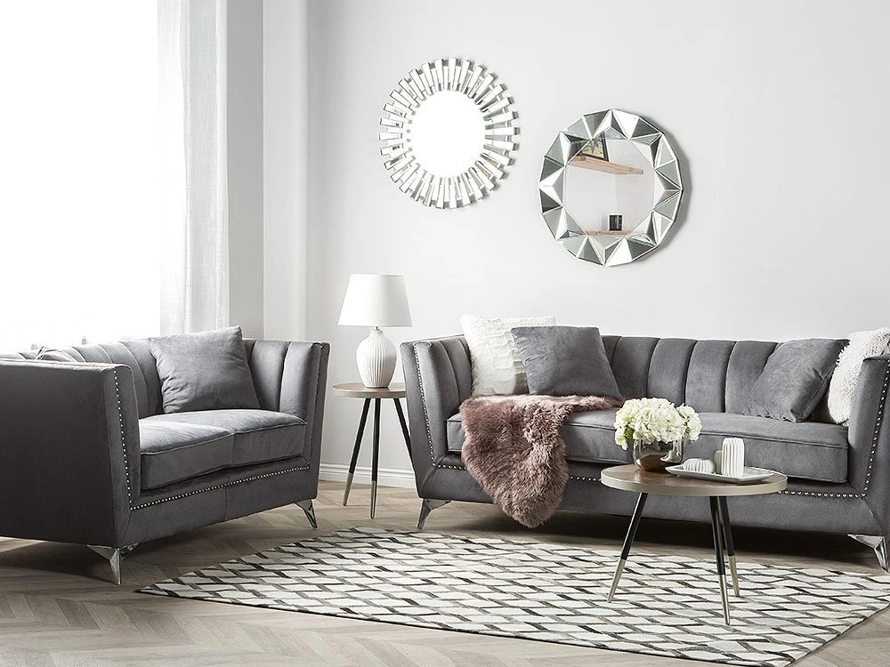 Beliani 2 vietų sofa GAULA, veliūrinė, pilka