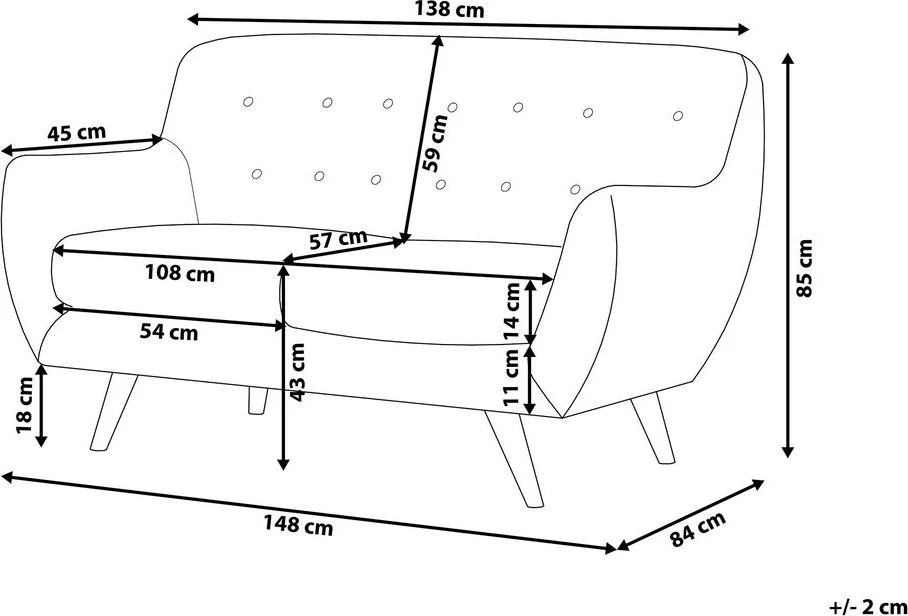 Beliani 2 vietų sofa BODO, veliūras, pilka