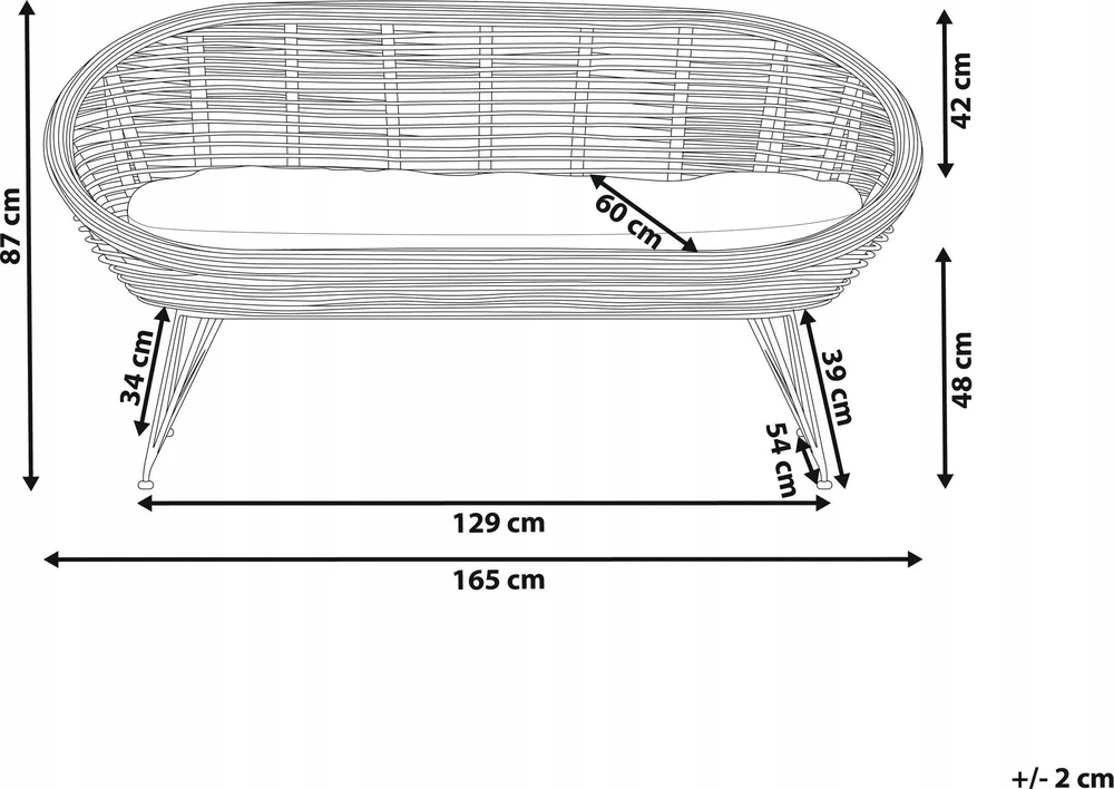 Beliani 2 vietų sodo sofa MARATEA natūralaus rotango