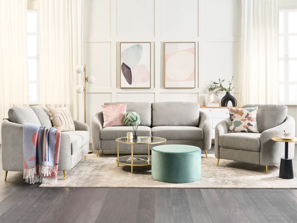 Beliani Dvivietė sofa TROSA šviesiai pilka