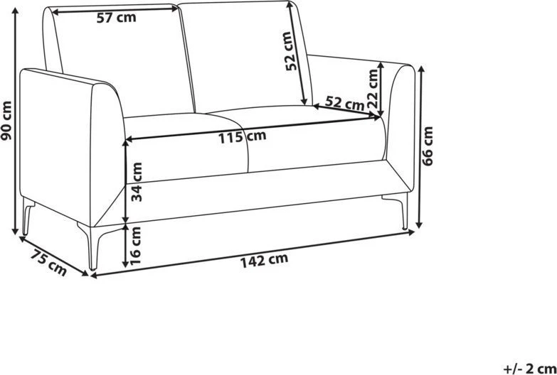 Beliani Dvivietė sofa FENES, smėlio spalvos