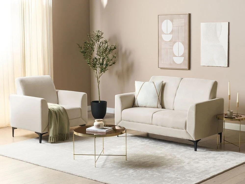 Beliani Dvivietė sofa FENES, smėlio spalvos