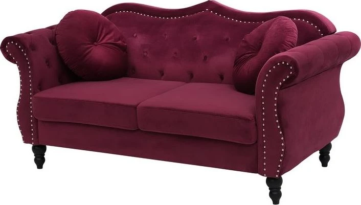 Beliani Dvivietė sofa SKIEN, aksominė, vyšninės spalvos