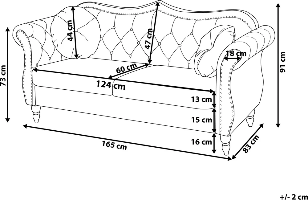 Beliani Dvivietė sofa SKIEN, juodas veliūras