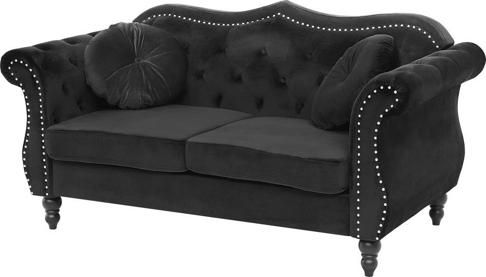 Beliani Dvivietė sofa SKIEN, juodas veliūras