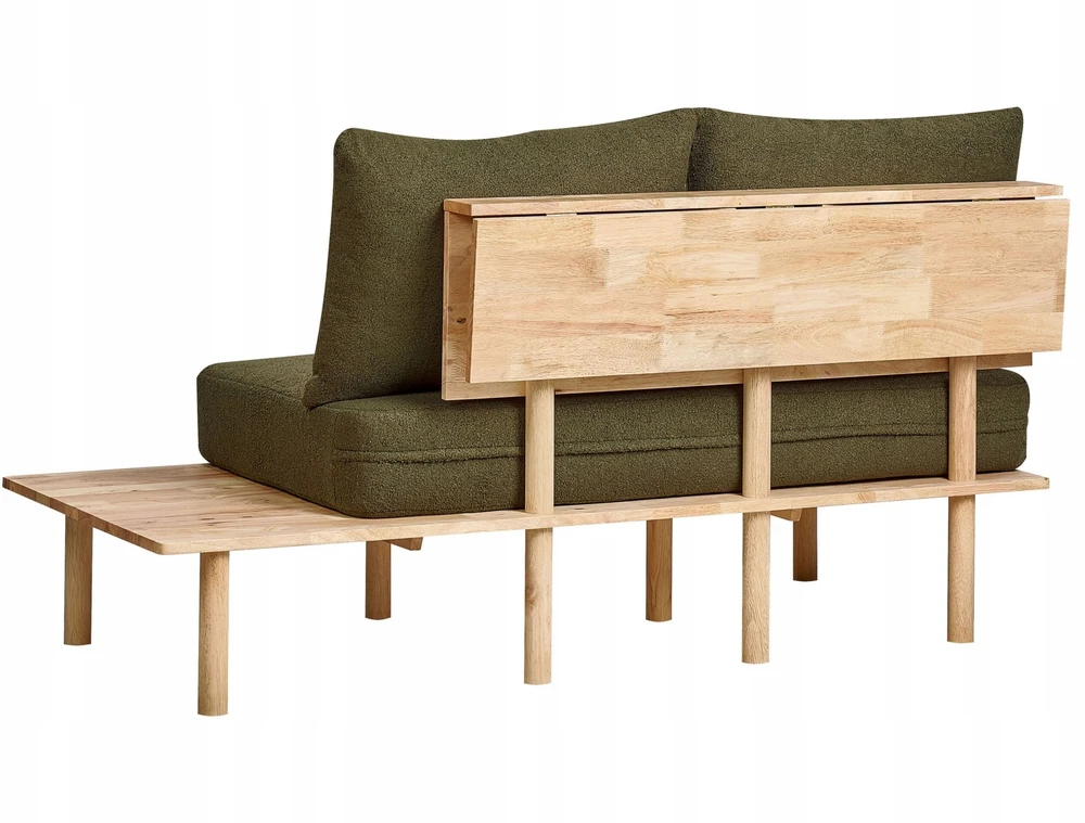 Beliani 2 vietų sofa SALO Bouclé tamsiai žalia su staliukais