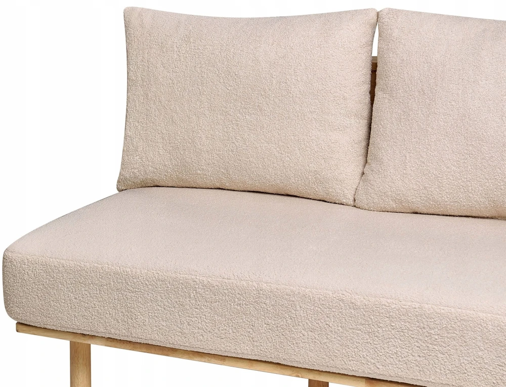 Beliani Dvivietė sofa SALO, bouclé audinys, smėlio spalva su staliukais