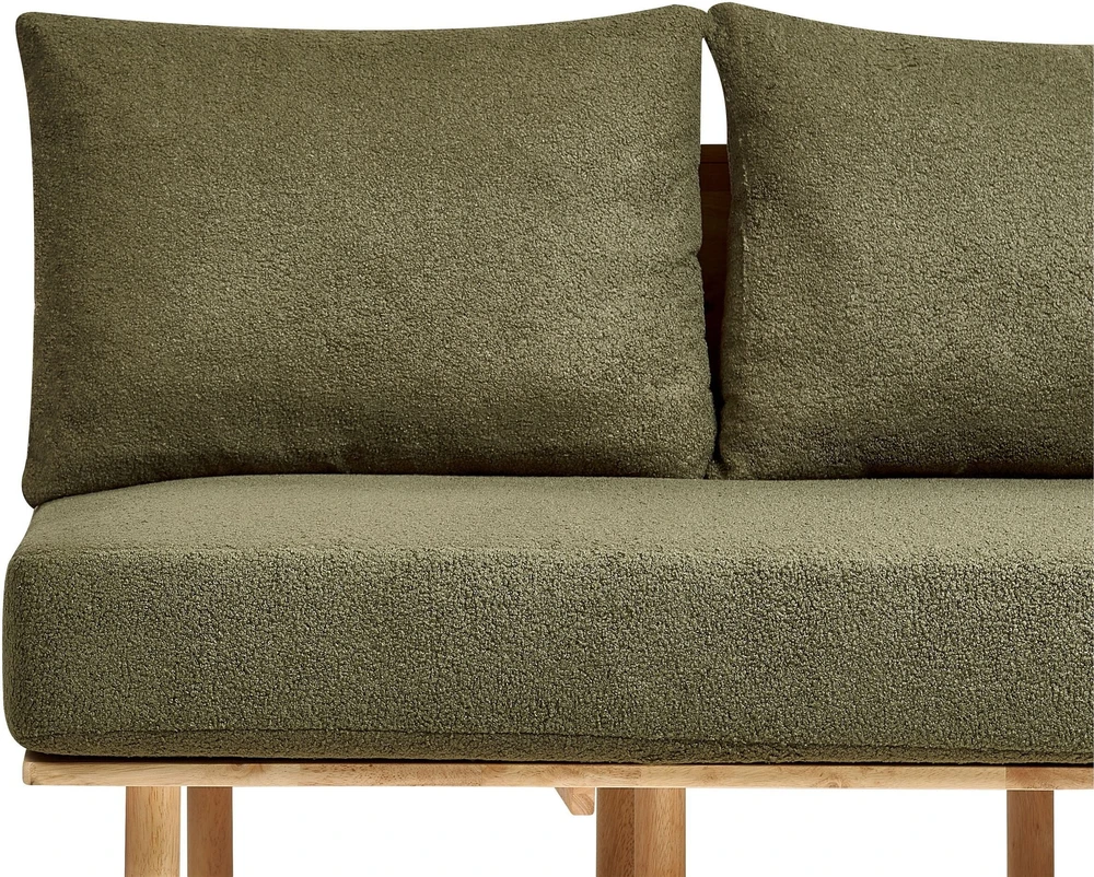 Beliani 2 vietų sofa SALO Bouclé tamsiai žalia su staliukais