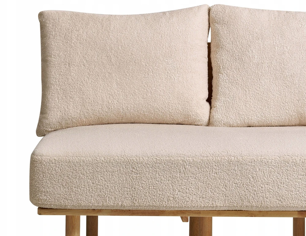 Beliani Dvivietė sofa SALO, bouclé audinys, smėlio spalva su staliukais
