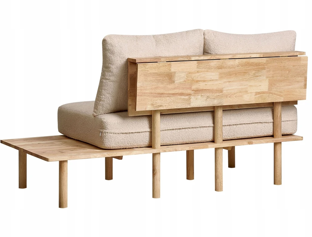 Beliani Dvivietė sofa SALO, bouclé audinys, smėlio spalva su staliukais