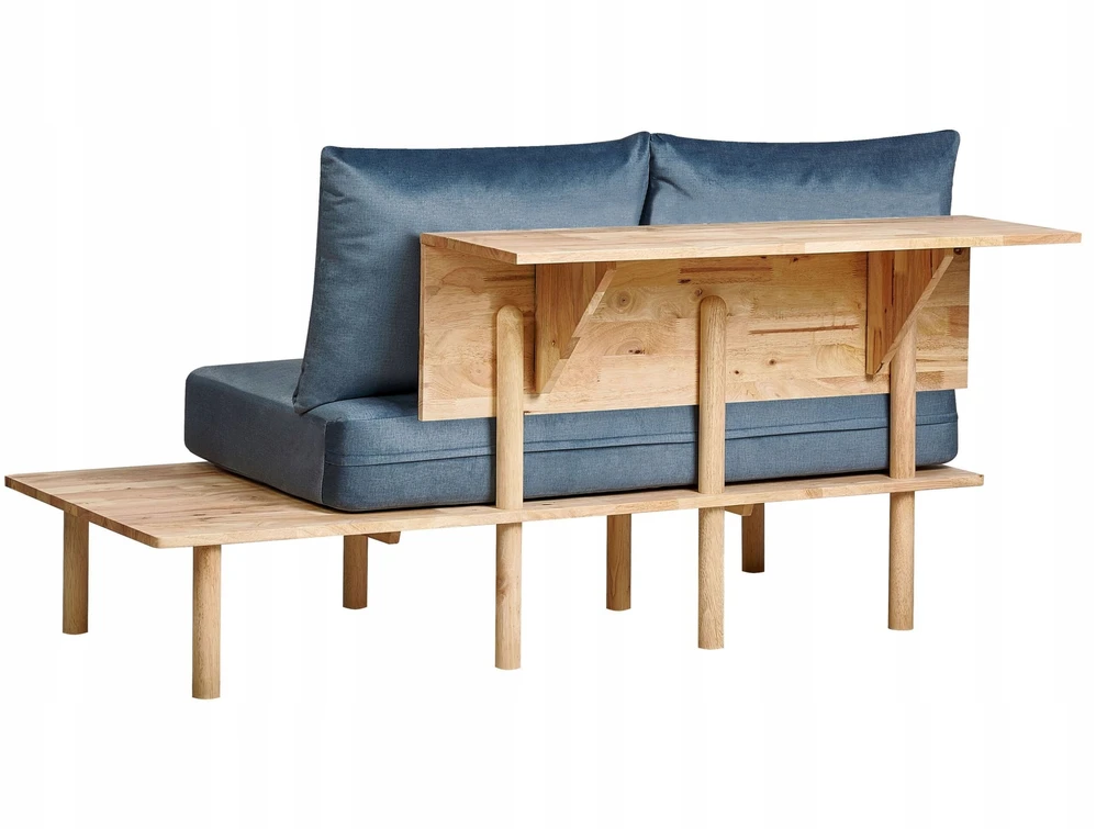 Beliani 2 vietų sofa SALO, mėlyna su staliukais