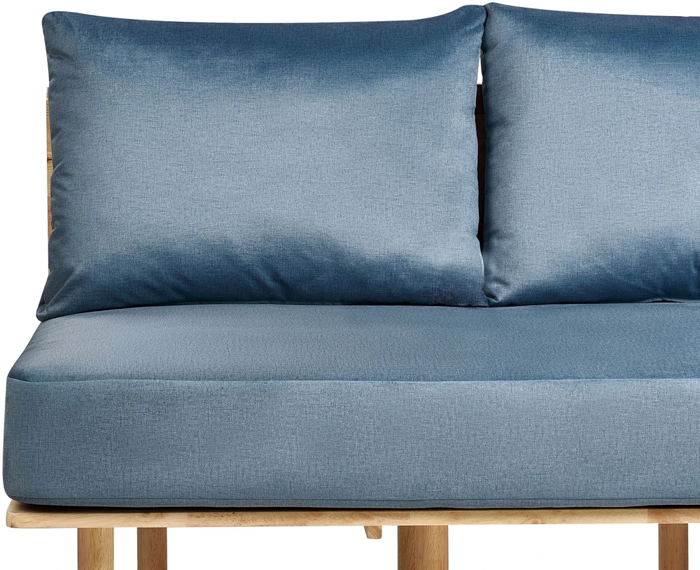 Beliani 2 vietų sofa SALO, mėlyna su staliukais