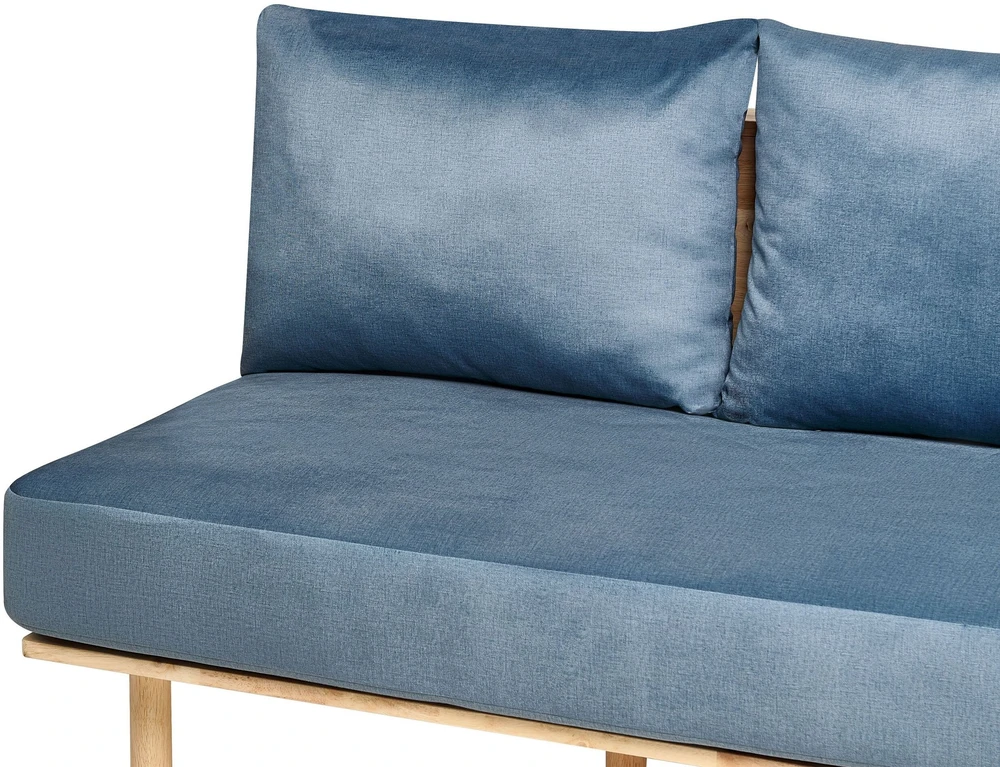 Beliani 2 vietų sofa SALO, mėlyna su staliukais