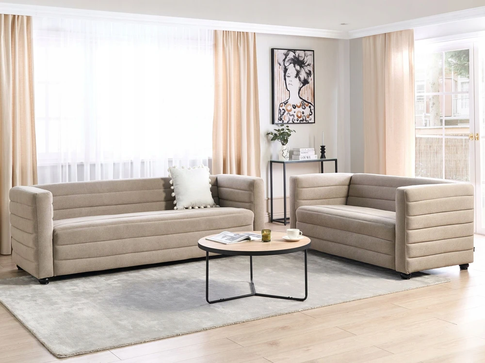 Beliani 3-vietė sofa HOFN smėlio pilkumo spalvos