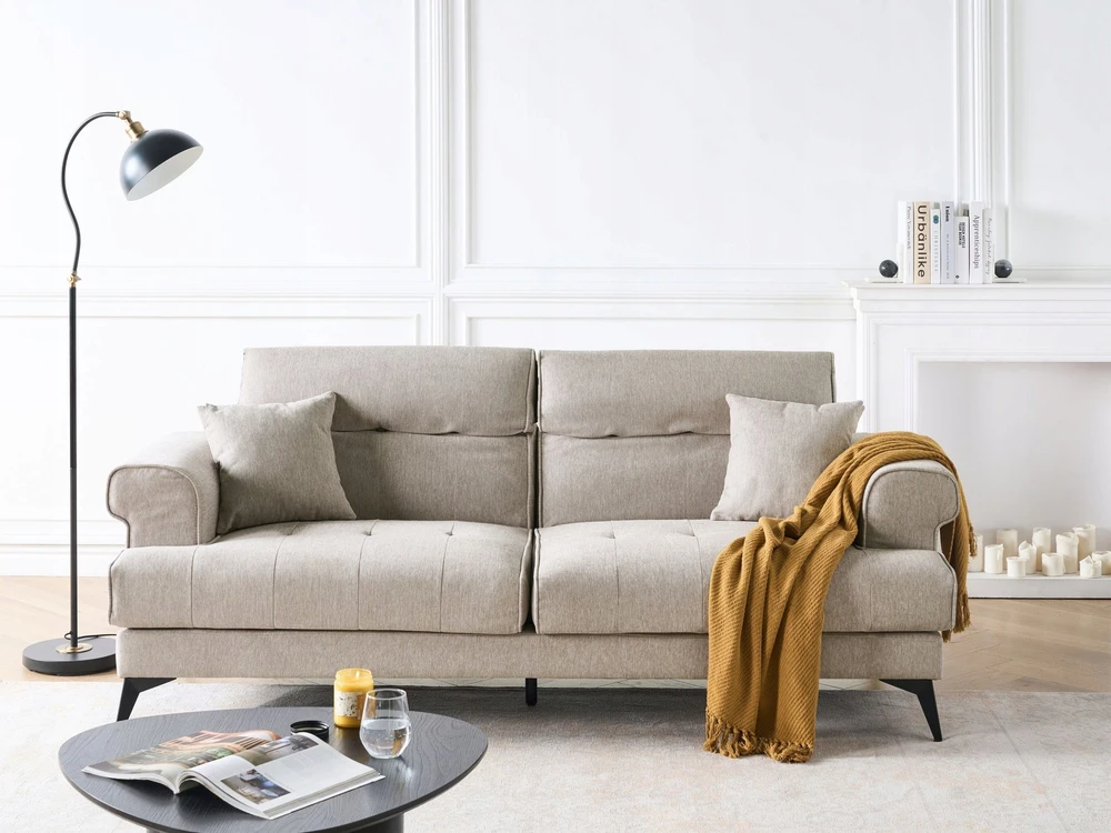 Beliani 3 vietų sofa SKIVE smėlio pilkos spalvos