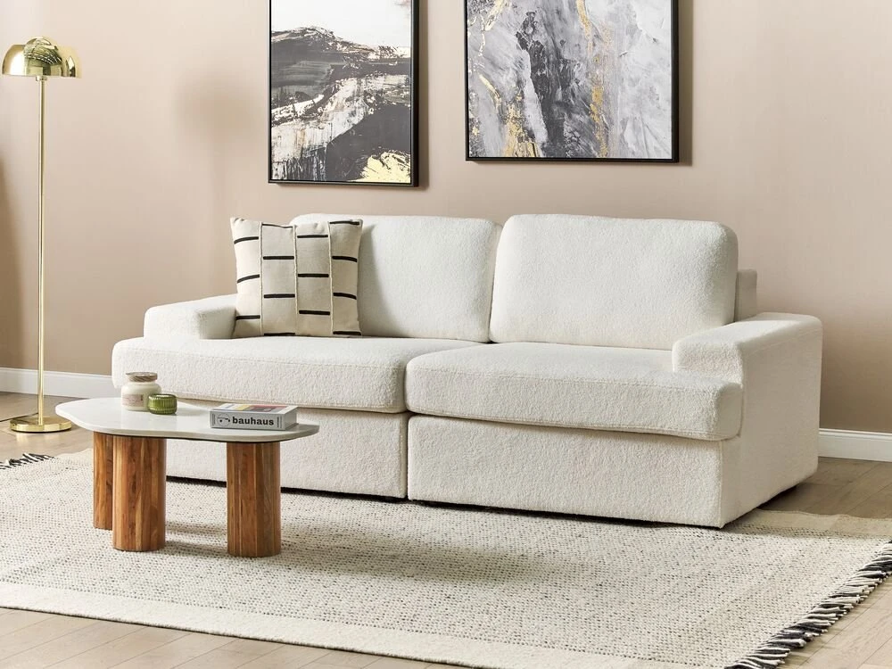 Beliani 3 vietų sofa ALLA Boucle, kreminė balta