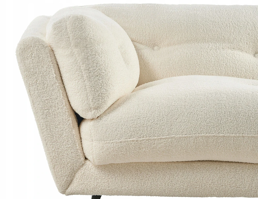 Beliani 3 vietų sofa LENVIK, buklė audinys, balta