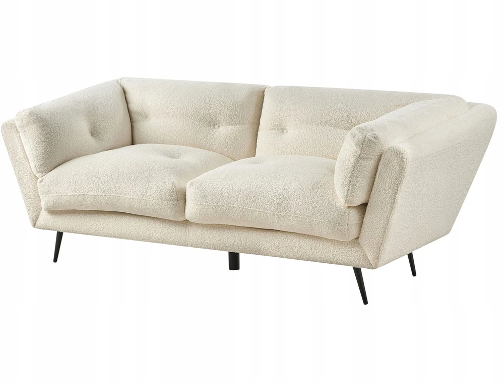 Beliani 3 vietų sofa LENVIK, buklė audinys, balta