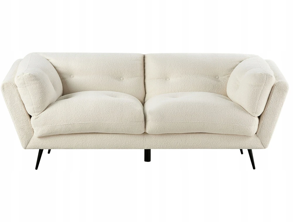 Beliani 3 vietų sofa LENVIK, buklė audinys, balta