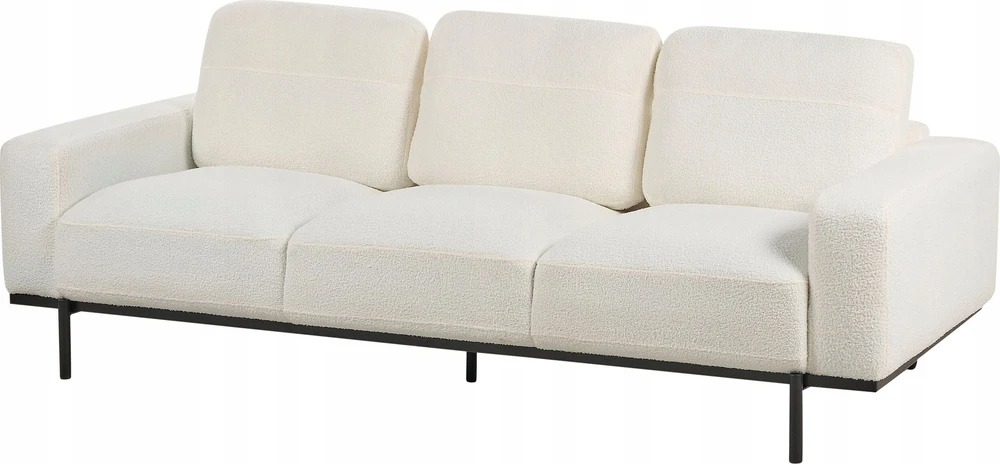 Beliani Trivietė sofa SOVIK, boucle audinys, pieno balta spalva