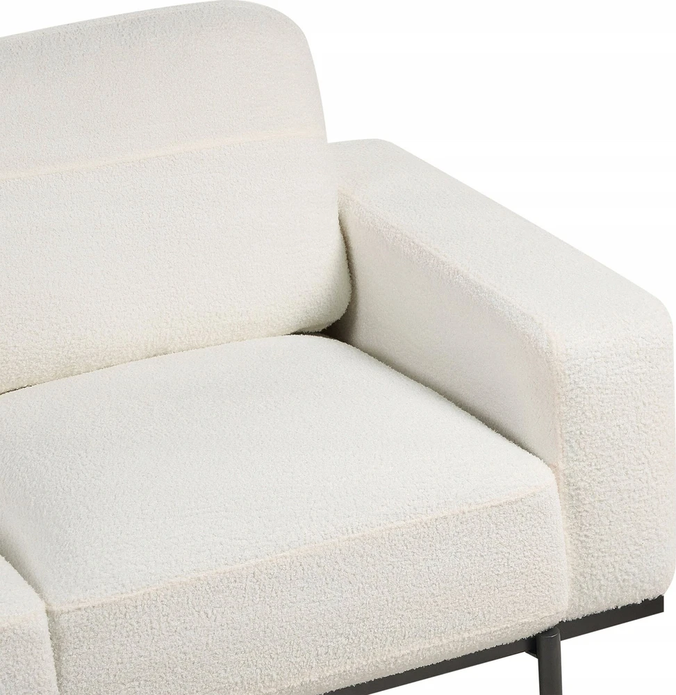 Beliani Trivietė sofa SOVIK, boucle audinys, pieno balta spalva