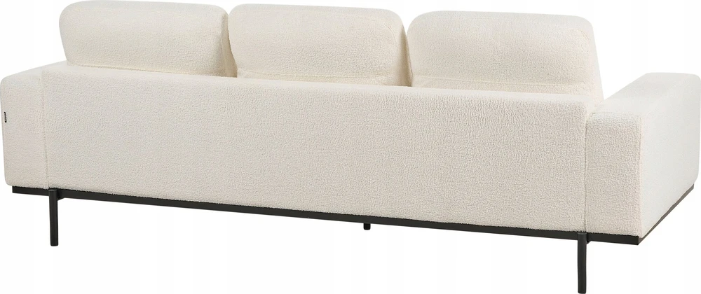 Beliani Trivietė sofa SOVIK, boucle audinys, pieno balta spalva