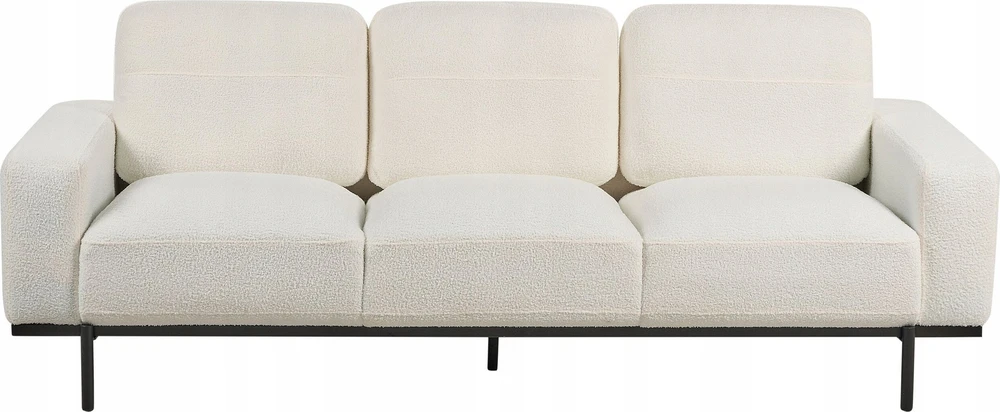 Beliani Trivietė sofa SOVIK, boucle audinys, pieno balta spalva