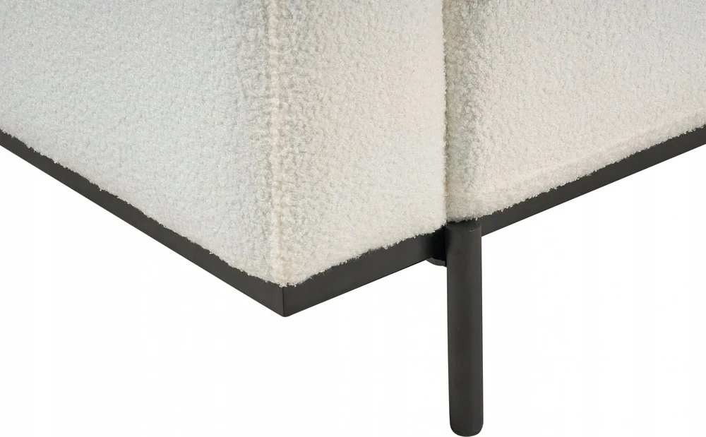 Beliani Trivietė sofa SOVIK, boucle audinys, pieno balta spalva