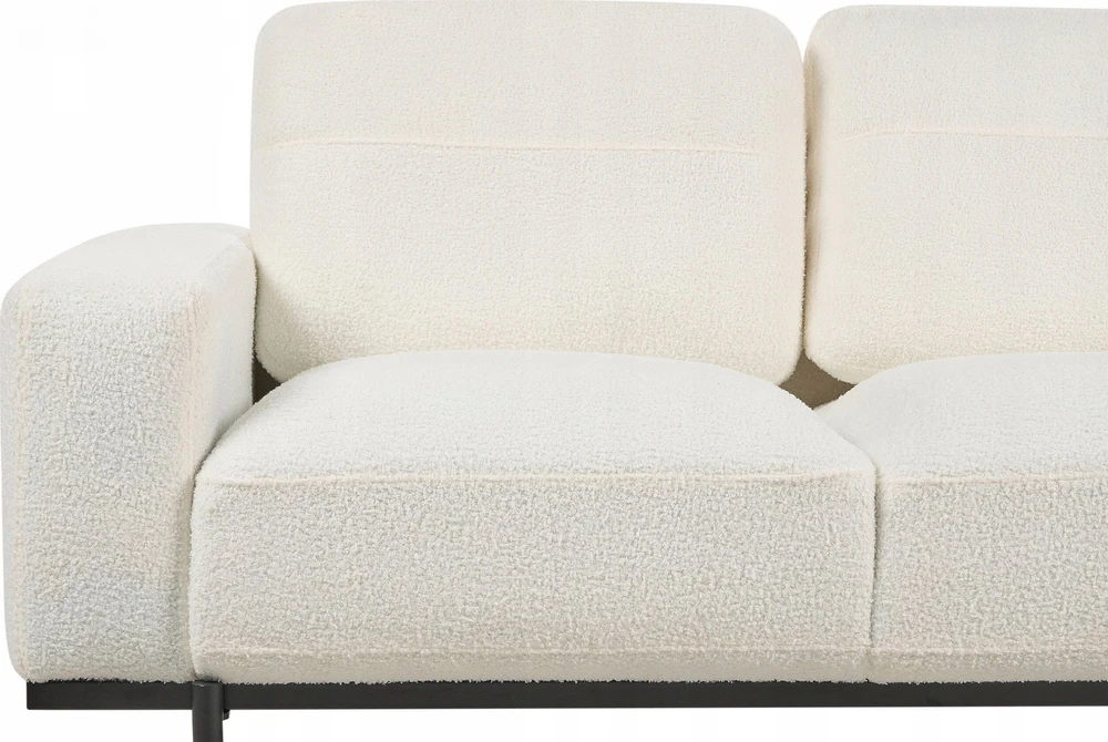 Beliani Trivietė sofa SOVIK, boucle audinys, pieno balta spalva