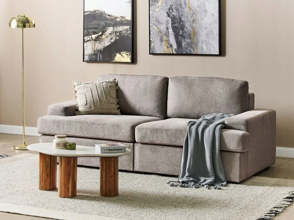 Beliani Trivietė sofa ALLA smėlio ir pilkos spalvos