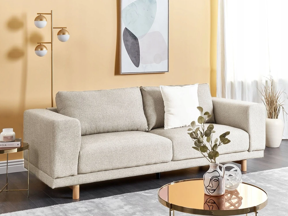 Beliani Tvivietė sofa NIVALA šviesiai smėlio spalvos
