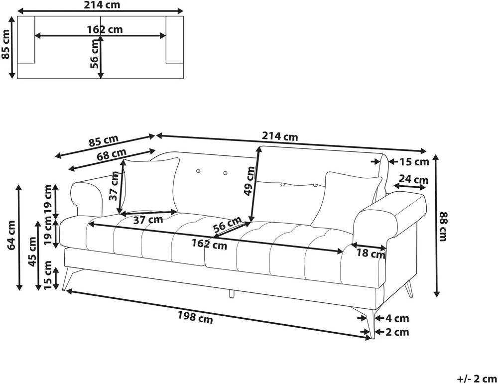 Beliani Trivietė sofa SKIVE šviesiai ruda