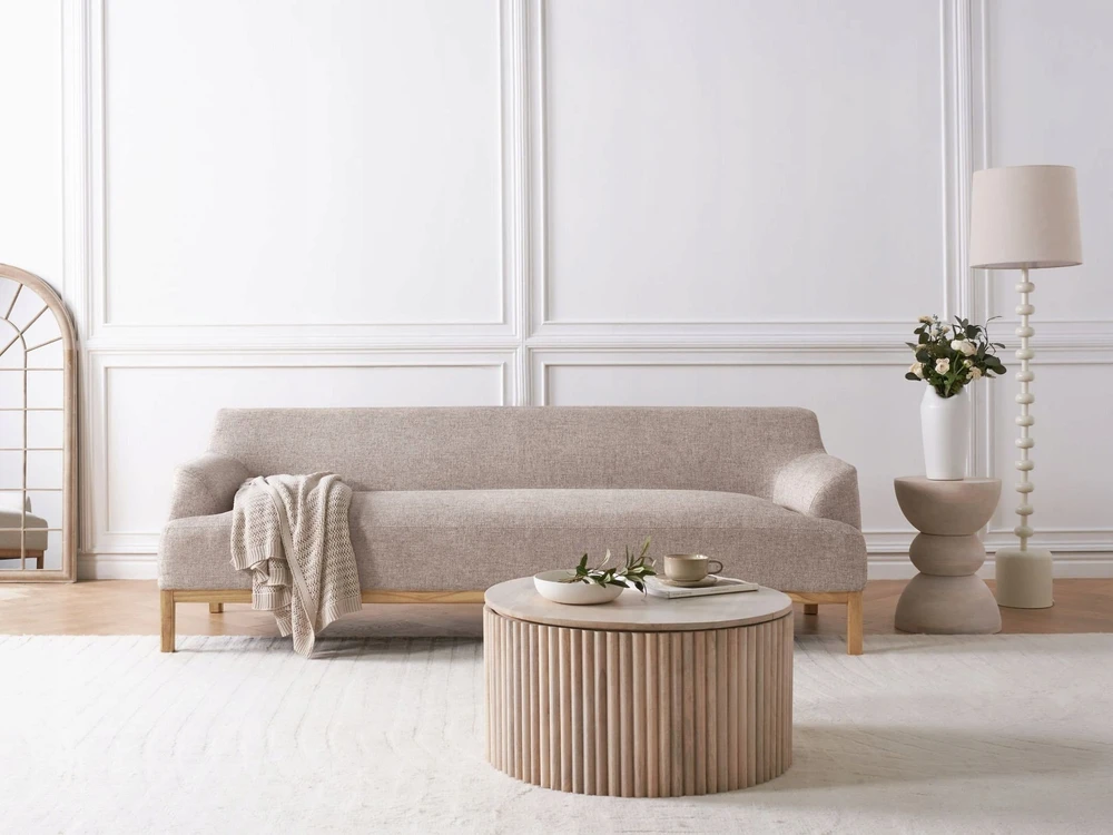 Beliani Trivietė sofa SOSJO šviesiai ruda