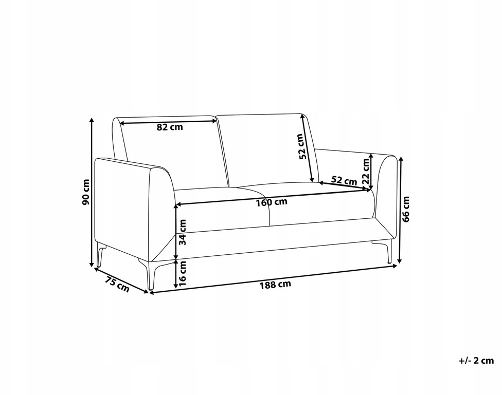 Beliani Trijų vietų sofa FENES, juoda