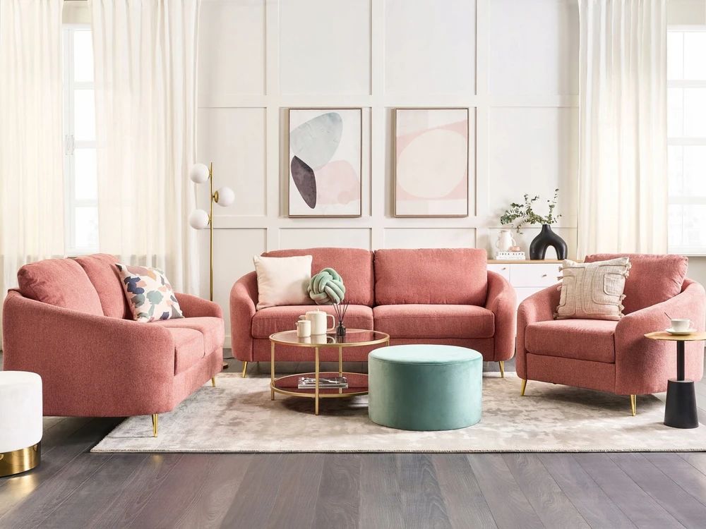 Beliani Trivietė sofa TROSA rožinė