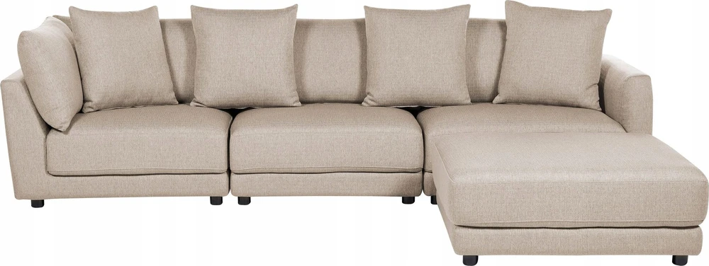 Beliani 3 vietų sofa SIGTUNA, smėlio spalvos su otomane
