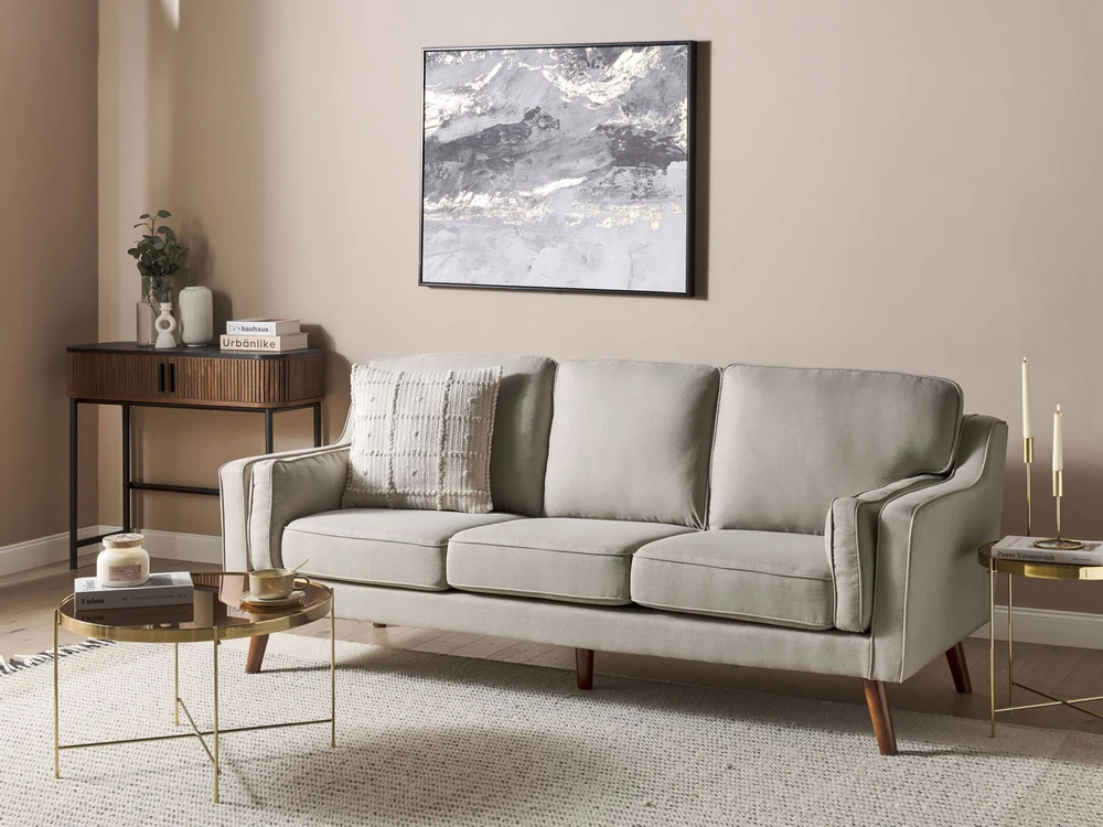Beliani 3 vietų sofa LOKKA, smėlio spalvos