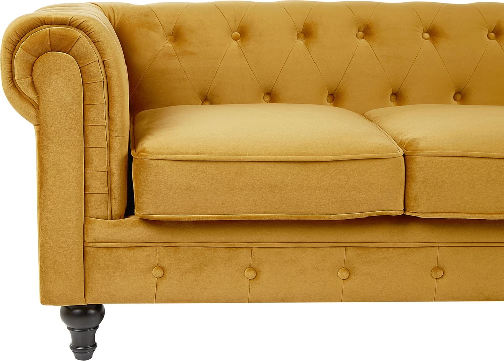 Beliani 3 vietų sofa CHESTERFIELD veliūrinė auksinė