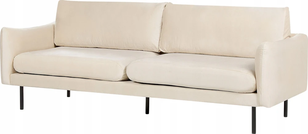 Beliani Trivietė sofa VINTERBRO veliūrinė šviesiai smėlio spalvos